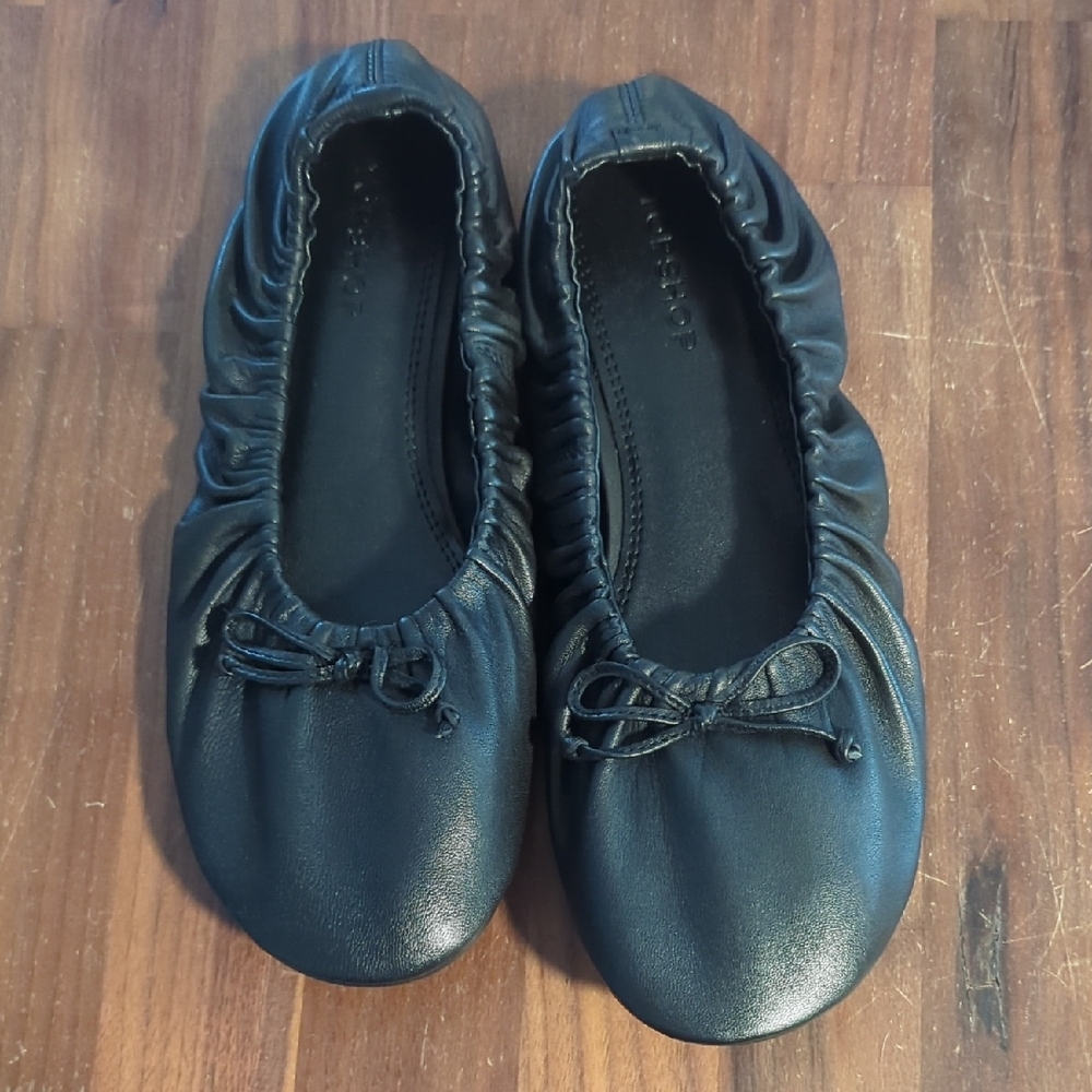 GENUINE LEATHER TOPSHOP Black Ballerina Flats
